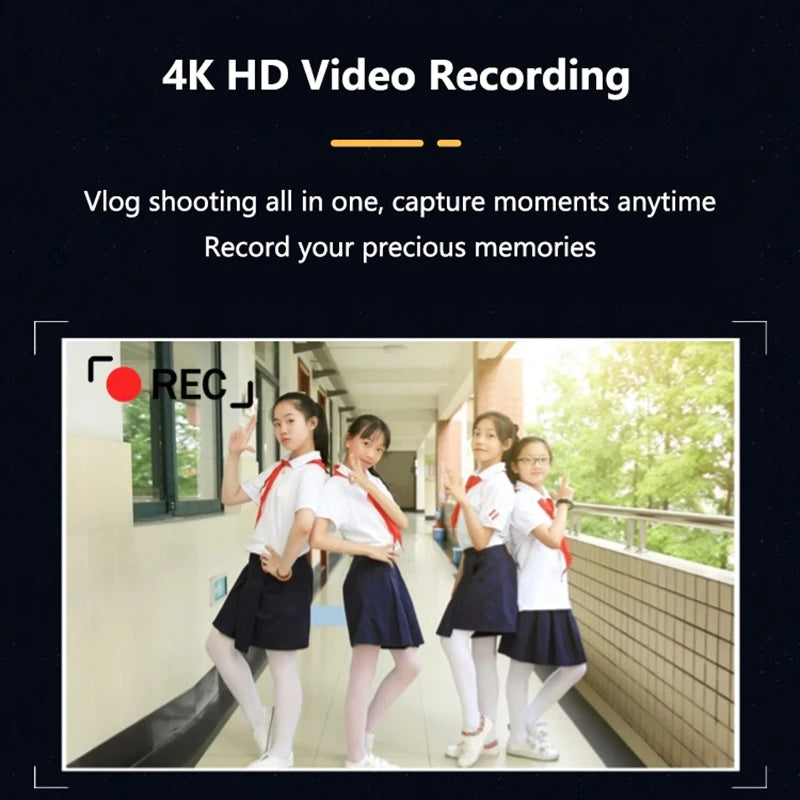 Lenovo 4K Digital Camera 48MP Dual Screen, Auto Focus Anti-Shake 16X Zoom, Vlogging Camera with 64GB SD Card Compact Travel