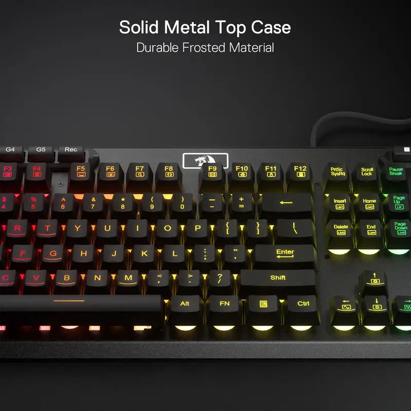 Redragon K513 RGB Membrane Gaming Keyboard, Standard 104 Keys Linear Wired Mechanical-Feel Keyboard