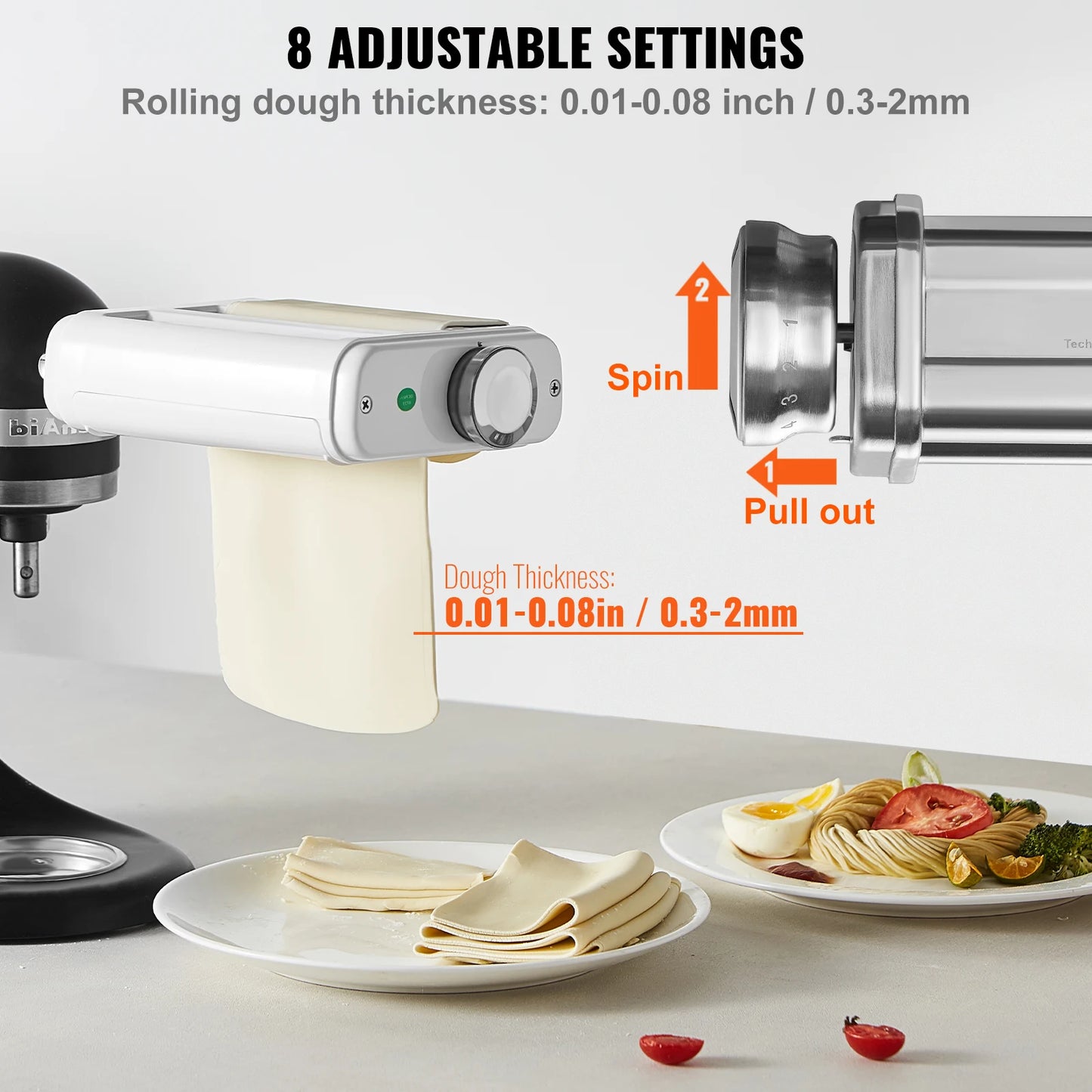 SucceBuy Pasta Attachment for KitchenAid Stand Mixer 3-IN-1 Stainless Steel Pasta Roller Cutter Set Including Pasta Sheet Roller