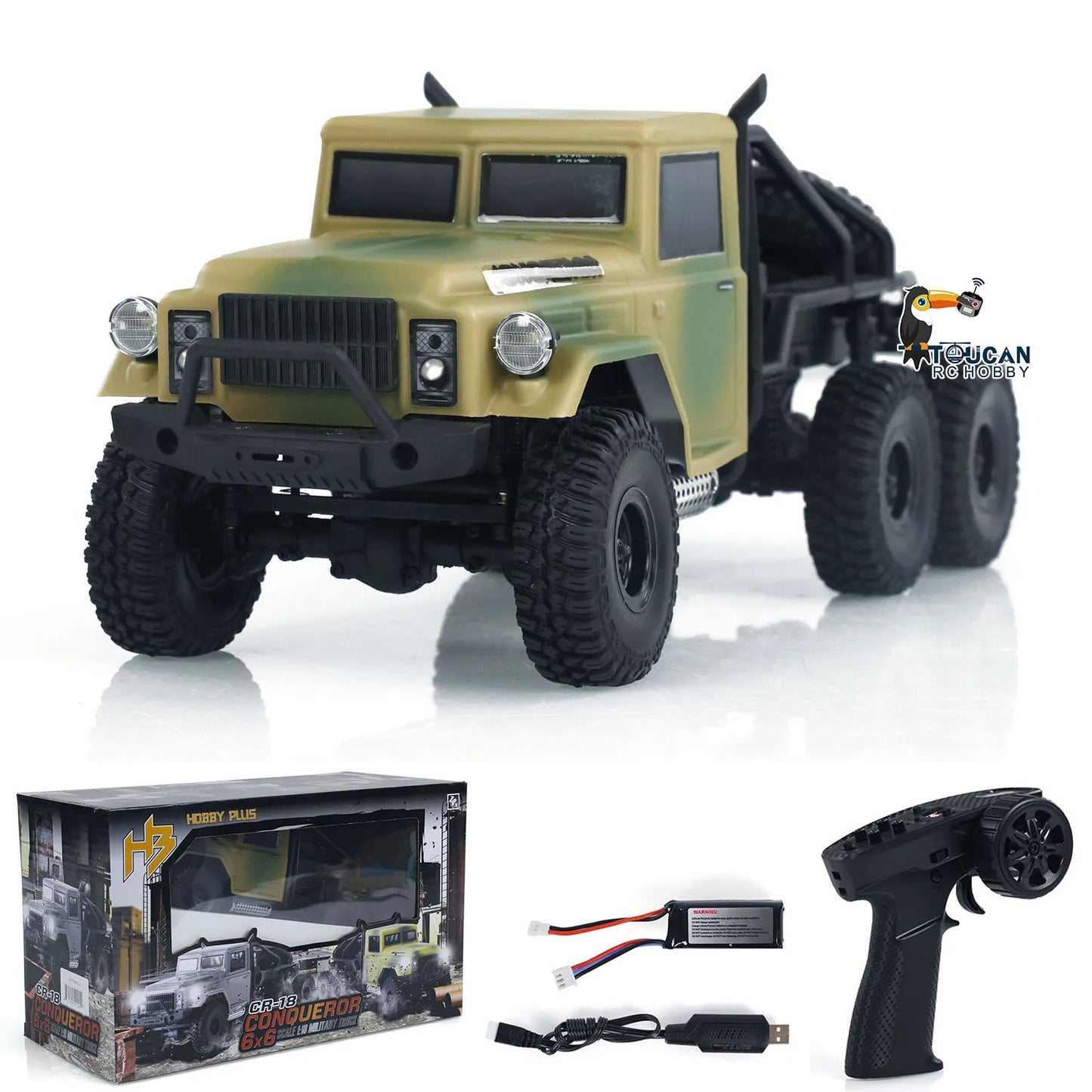 US Stock Hobby Plus 1/18 6x6 RC Rock Crawler Remote Control Electric Off Road Toy Car Vehicle for Adults Hobby Crawling Gifts