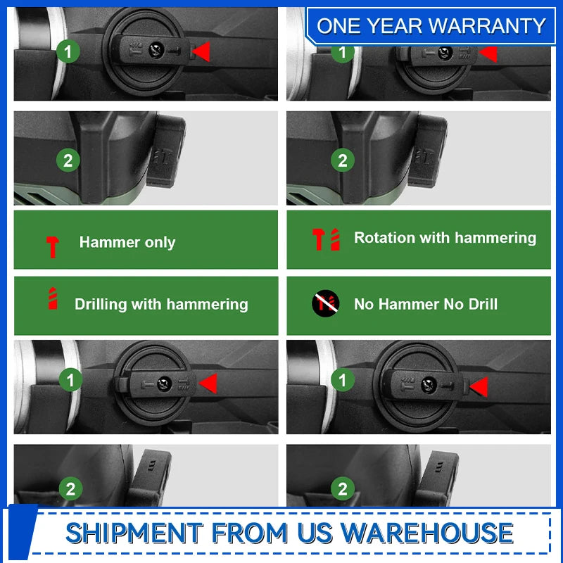 1-1/4" SDS-Plus Rotary Hammer 13 Amp Powerful Motor 4 Functions Rotary Hammer Drill with Case by Prostormer