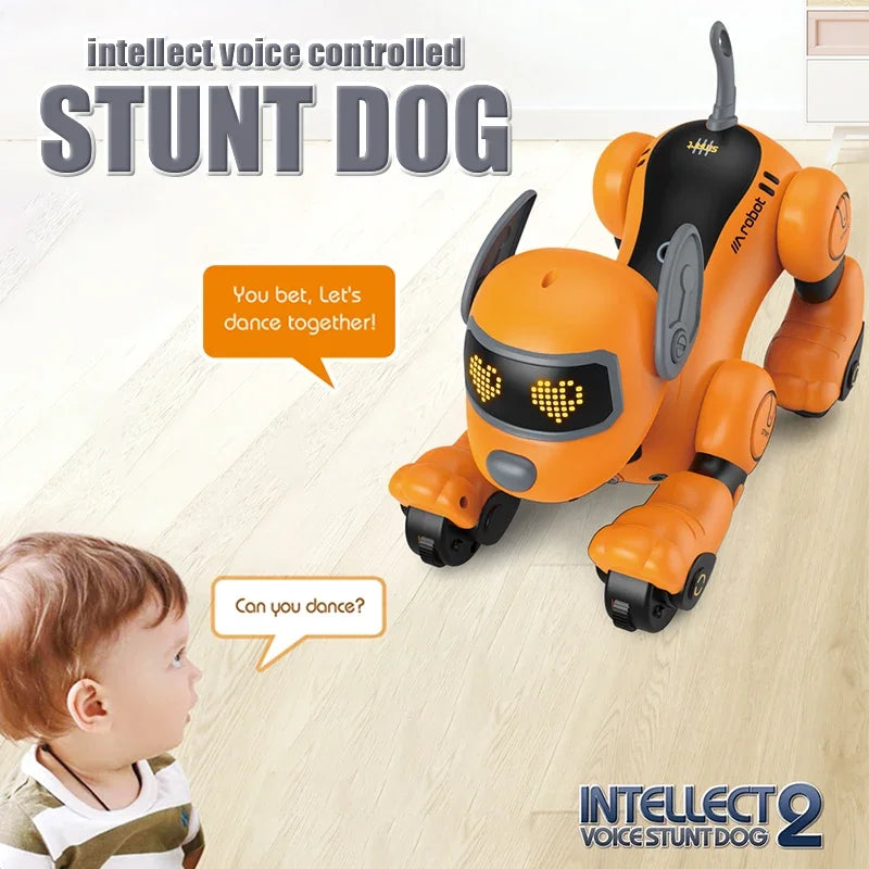 Smart RC Stunt Dog Follow Touch Interactive Voice Control Robot Dance Music Light Intelligent Programming Kids Educational Toys