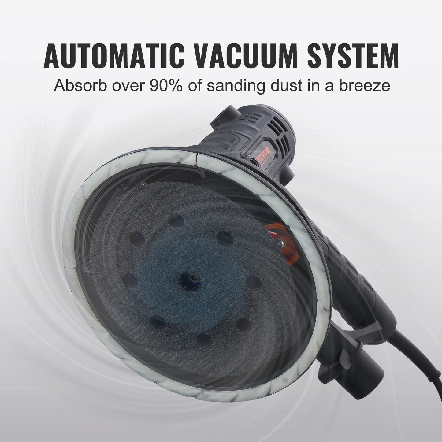 SucceBuy Drywall Sander Variable Speed 1200-2300 RPM Wall Sander with Automatic Vacuum Dust Collection System Double LED Lights