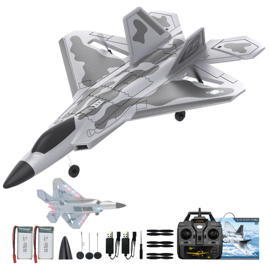 F22 RC Airplane - 4 Channel Fighter Remote Contro Airplane for Adults Beginners with Lights, RTF RC Aircraft with 2 Batteries