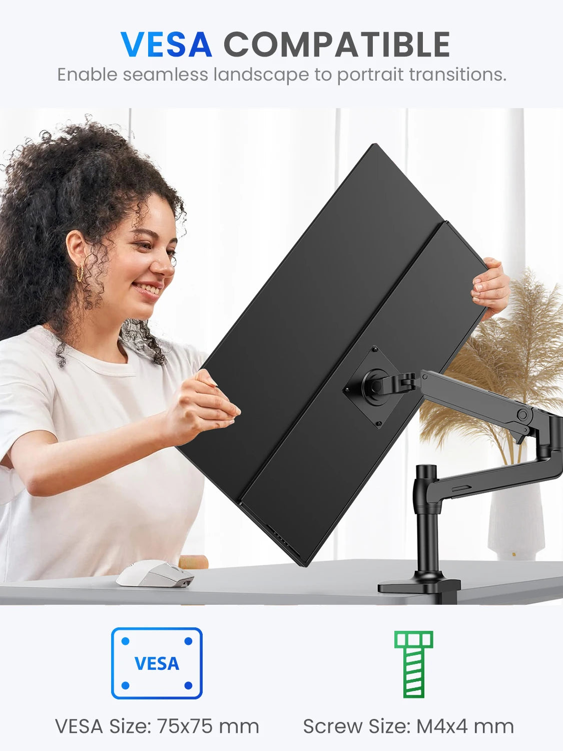 UPERFECT 24.5" 165Hz 2K Wall Mounted Computer Monitor 1440P 100% sRGB FreeSync IPS HDR Desktop Gaming Display for Laptop mini PC