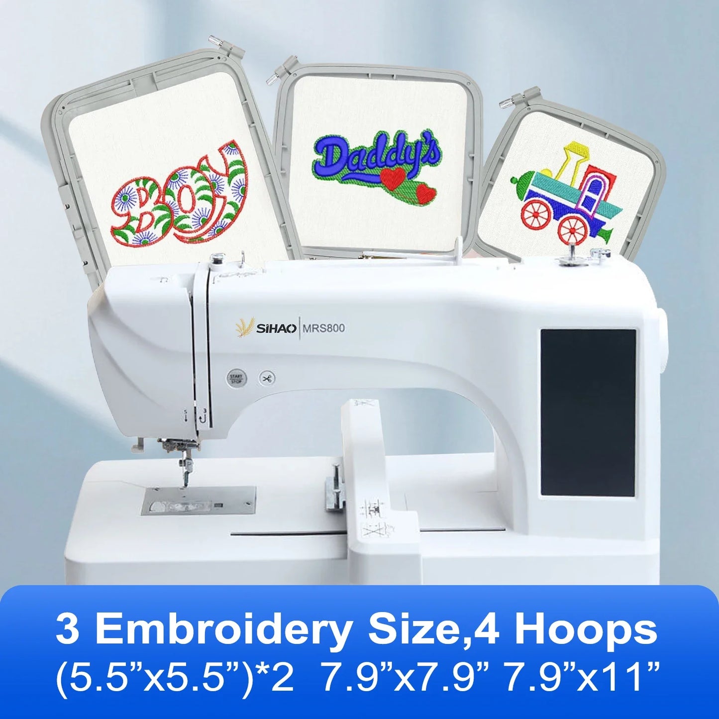 SIHAO Embroidery Machine Multi-function Household Automatic Computerized LOGO MRS800 LCD Touch Screen Embroidery Machine Hoops