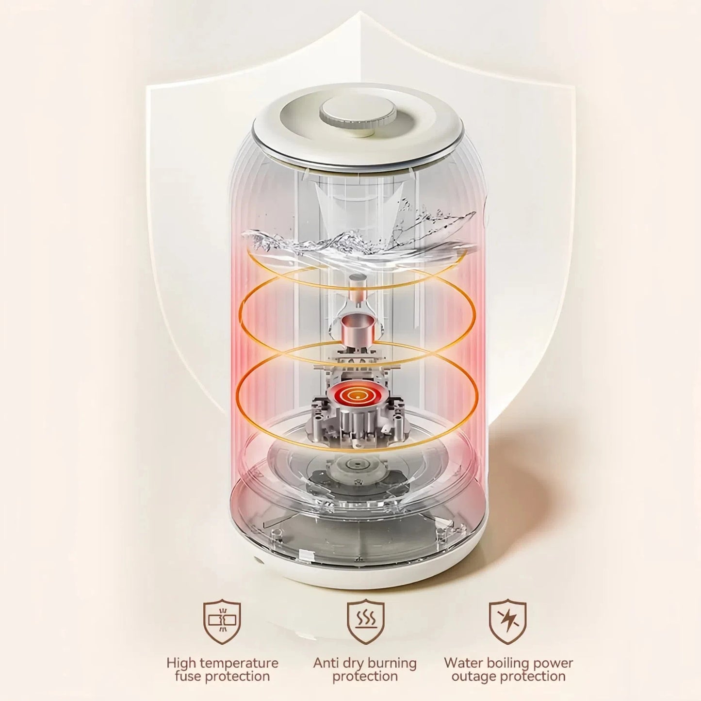 KONKA KDSH-2513 2.5L Electric Kettle 1800W Fast Boiling Water Heater Food-Grade 304 Inner Pot  Auto Shut-Off &Dry Burn Protectio