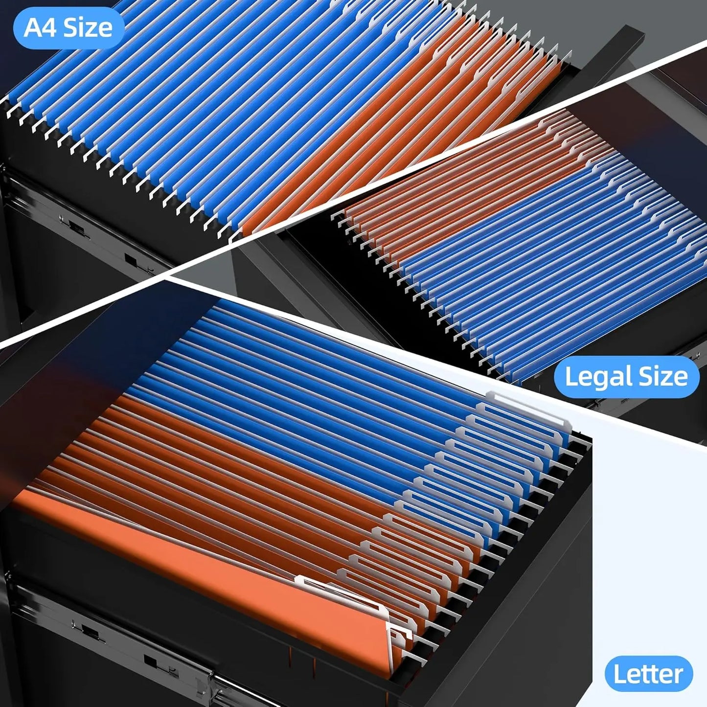 AOBABO 3 Drawer Mobile File Cabinet with Lock, Under Desk Metal Filing Cabinet for Office,Home,A4/Legal/Letter Size