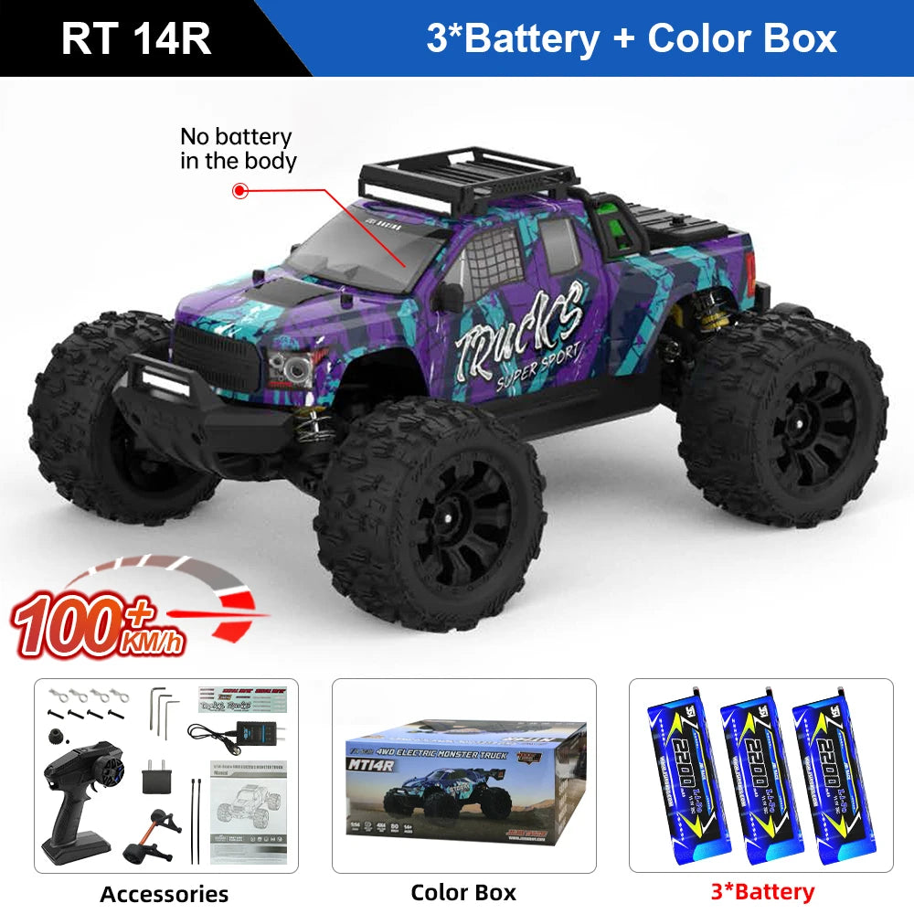 Teeggi 1:14 High Speed Rc Off-road Car 4WD 100KM/H Brushless motor 3S Remote Control Drift Racing Cars Toys For Childrens Gift