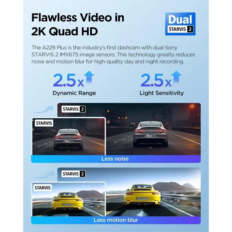 NEW.new A229 Plus Dash Cam Front and Rear, Dual STARVIS 2 Sensors, 2 Channel HDR, 1440P+1440P Voice Control Car Dash Camera.HOME