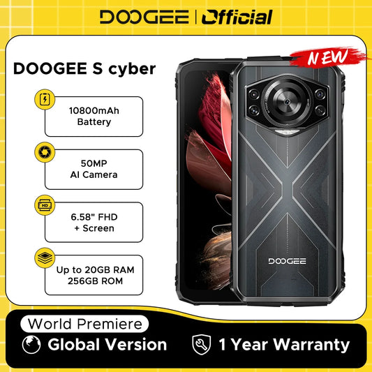World Premiere DOOGEE S Cyber Rugged Phone 6.58" 90Hz IPS Screen 10800mAh Large Battery 8GB+256GB 50MP AI Main Camera Android 14