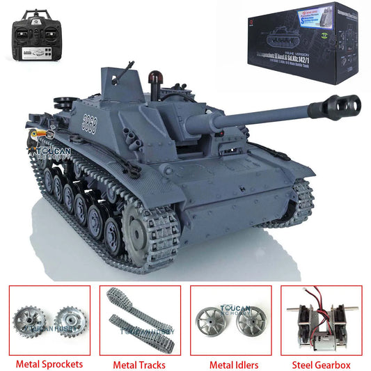 Henglong 1/16 RC Tanks 7.0 Upgraded German Stug III Remote Control Tank 3868 Metal Tracks Realistic Moving Tracks Military Gift