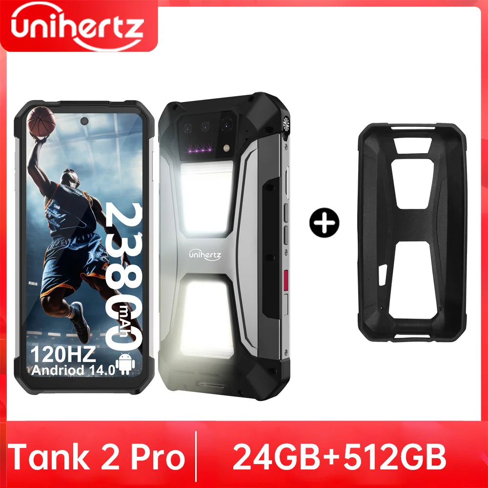 EU US stock Unihertz tank 2 Pro 8849 rugged phone with projector Android 14 100MP 16GB 256gb100mp NFC 120W charger 23800mAh