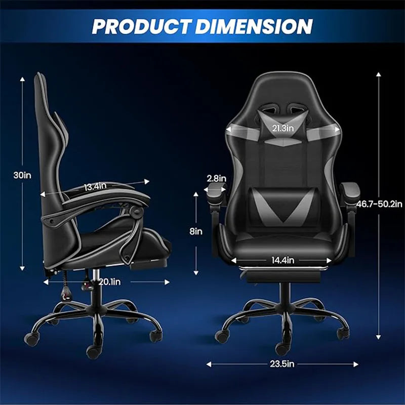 YSSOA Gaming Chair, Computer Chair with Footrest,Swivel Recliner Ergonomic Racing Style Video Game Chair with Lumbar Support,