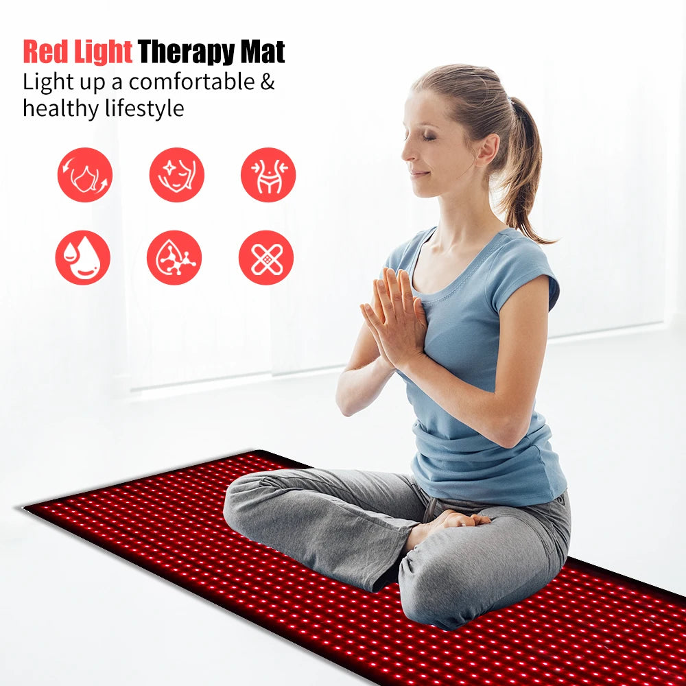 Full Body Red Light Mat 71"x 31" Red Light Blanket 1280 LEDs Red Near Infrared 660nm 850nm Full Body Pad for Body Pain Relief