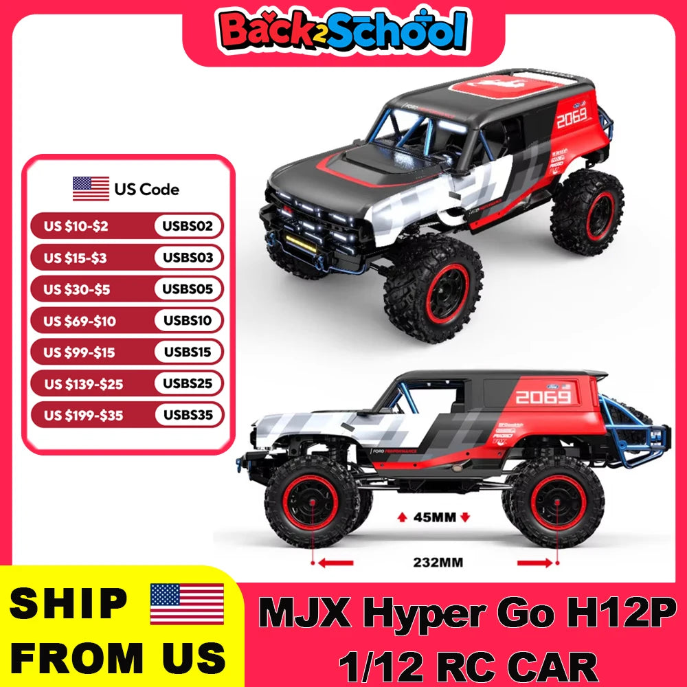 MJX 1:12 H12P Brushless High-Speed Remote Control Car Professional RC Climbing Car Four-Wheel Drive Off-Road Vehicle RTR