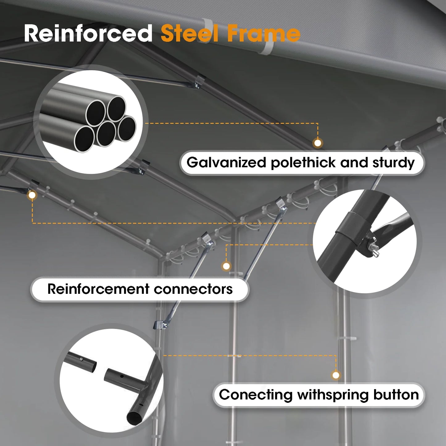 Grezone 10 x 20 ft Outdoor Canopy Carport Portable Car Tent Garage