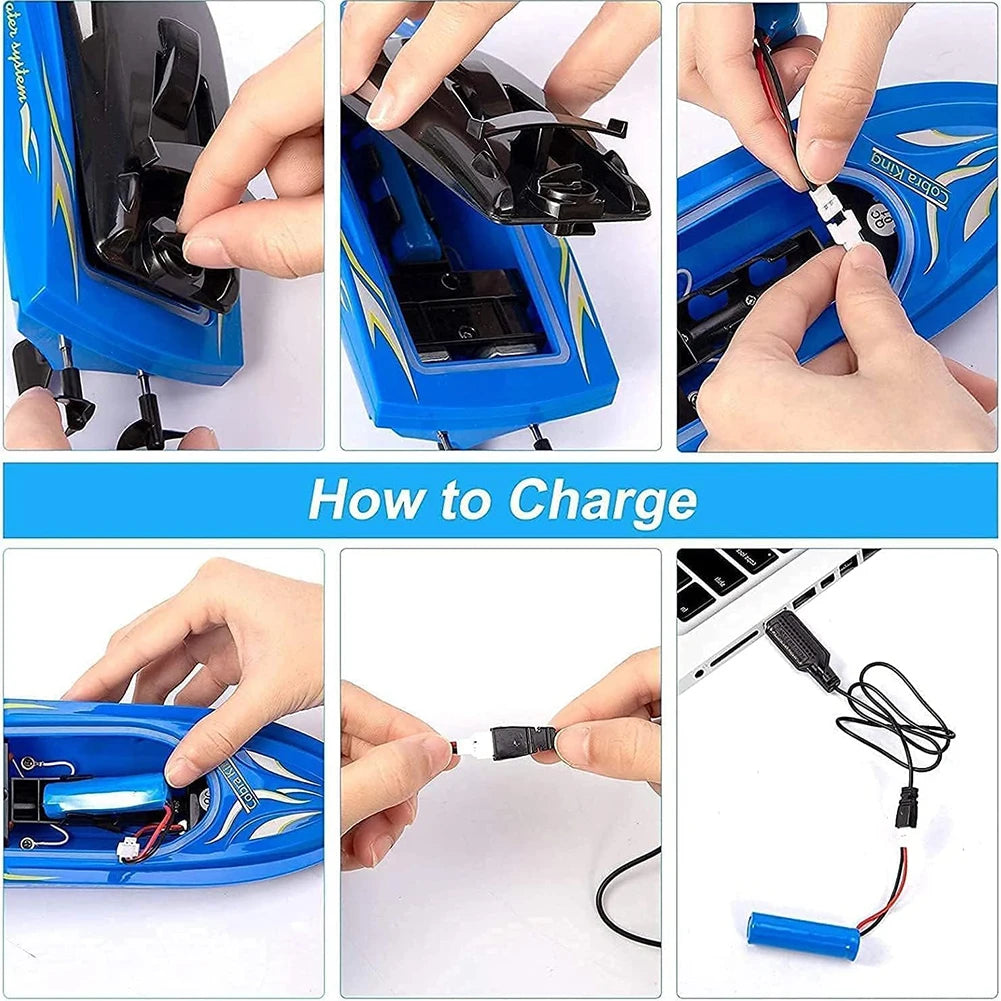 2Pack RH701 RC Battery Boat 2.4Ghz 25km/h High-Speed Remote Control Racing Ship Water Speed Boat Children Model Toy