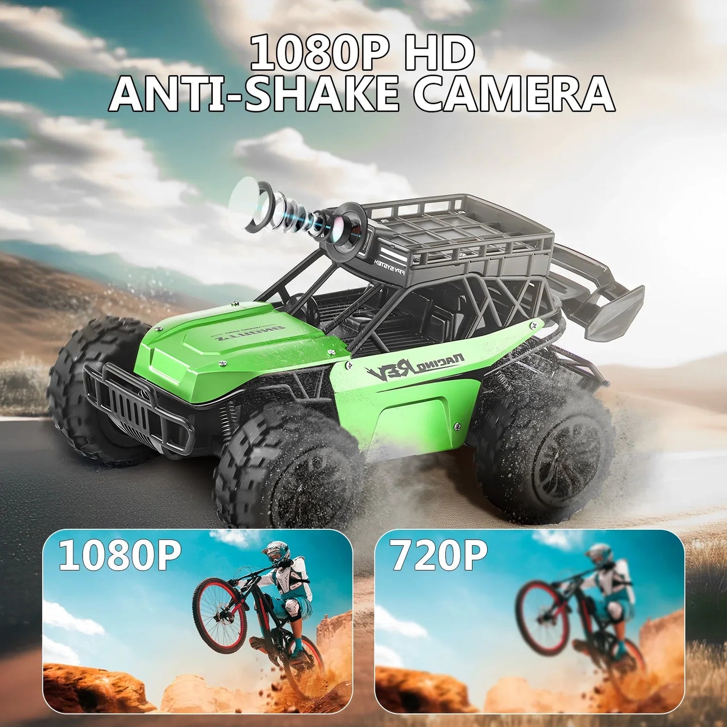 Remote Control Car with 1080P HD FPV Camera,Two-Way Voice Function High Speed Monster Trucks Toys for Kids Adults 60 Min Play