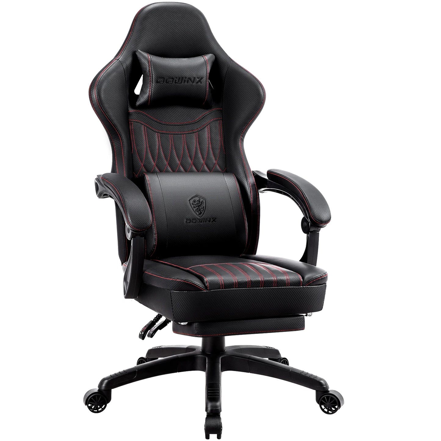 Dowinx Gaming Chair Breathable PU Leather Gamer Chair with Pocket Spring Cushion, Ergonomic Computer Chair with Lumbar Support