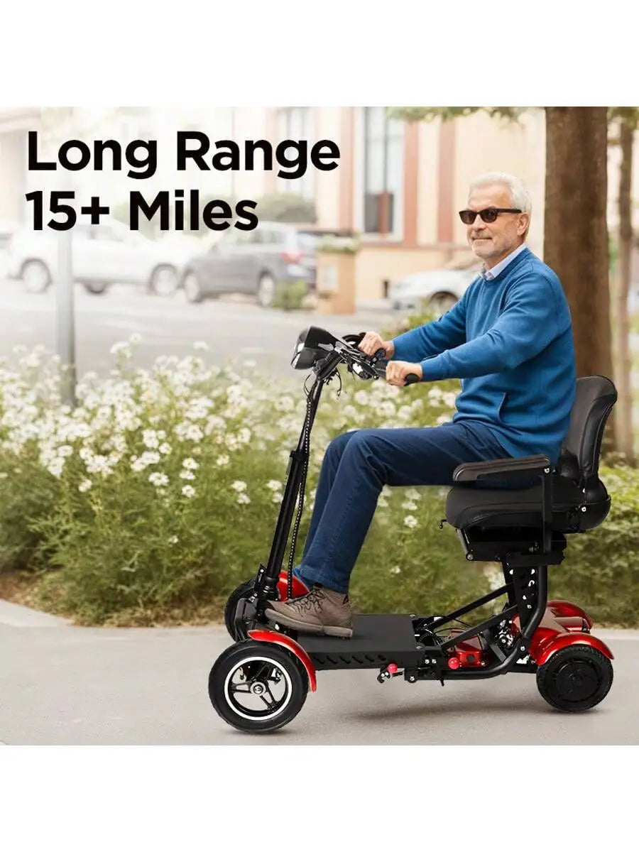 500W Foldable Four Wheel Electric Scooter, Suitable for Elderly Urban Outing Basket, 12 Miles per Hour, All Terrain Cycling