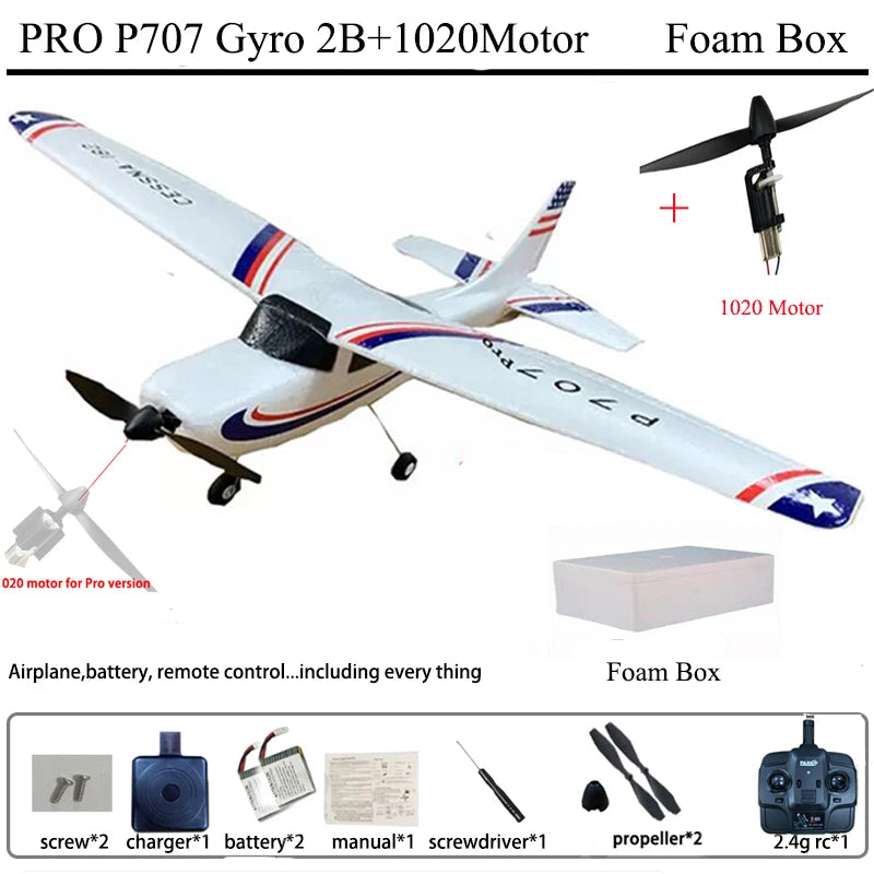 Park10 RC Airplane P707G 2.4G 3D/6G With Gyroscope 3Ch RC Airplane Fixed Wing Plane Outdoor Toys Drone RTF CESSNA 182 Plane Gift