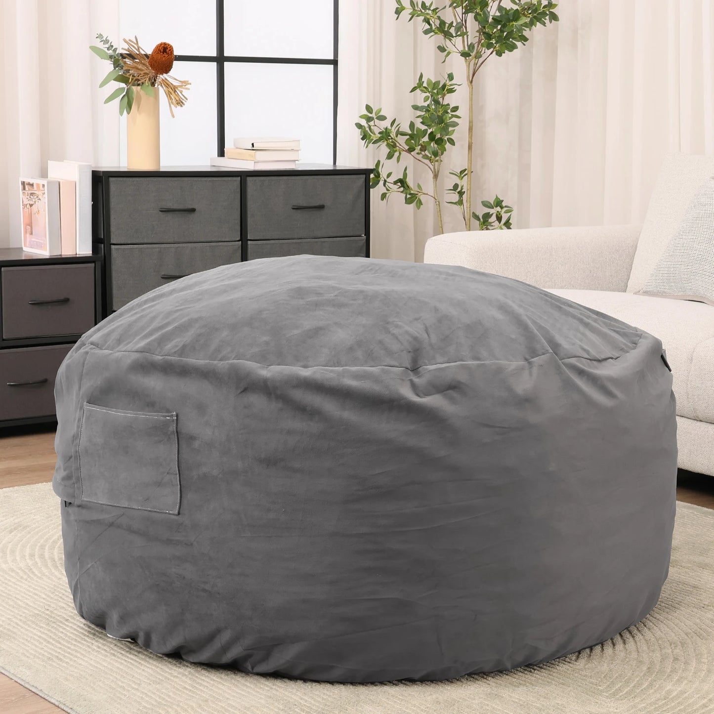 JHK Oversized 3/4FT Bean Bag Chair for Gaming Reading Lazy Sofa Foam Filled Couch with Removable Cover Living Room Furniture