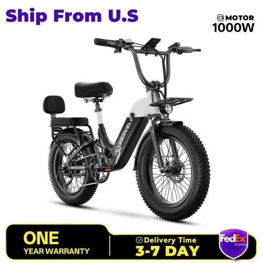 Cybervelo EK12 Electric Bike for Adults and Teenagers, 48V 20AH Removable Battery Step Thru EBike, 30+MPH, 20" Fat Tire Adult