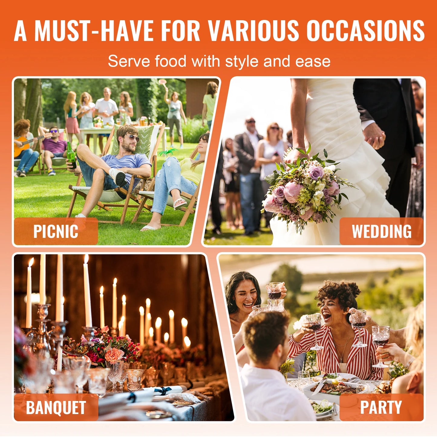 SucceBuy 4QT 2-Pack Round Chafing Dish Set Stainless Steel Buffet Chafer w/Full Size Pan Glass Lid  Fuel Holder Catering Warmer