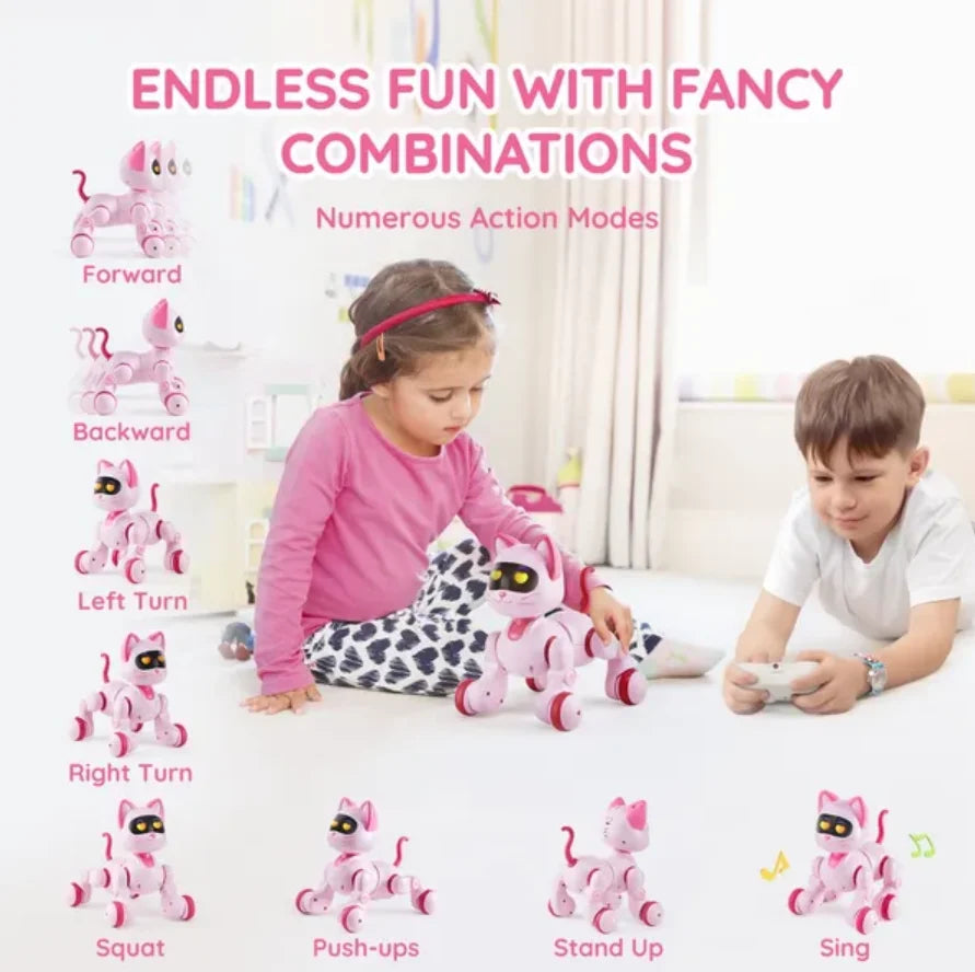 RC Robot Cat Toy for Kid Talking Dancing Touch Remote Control Programmable