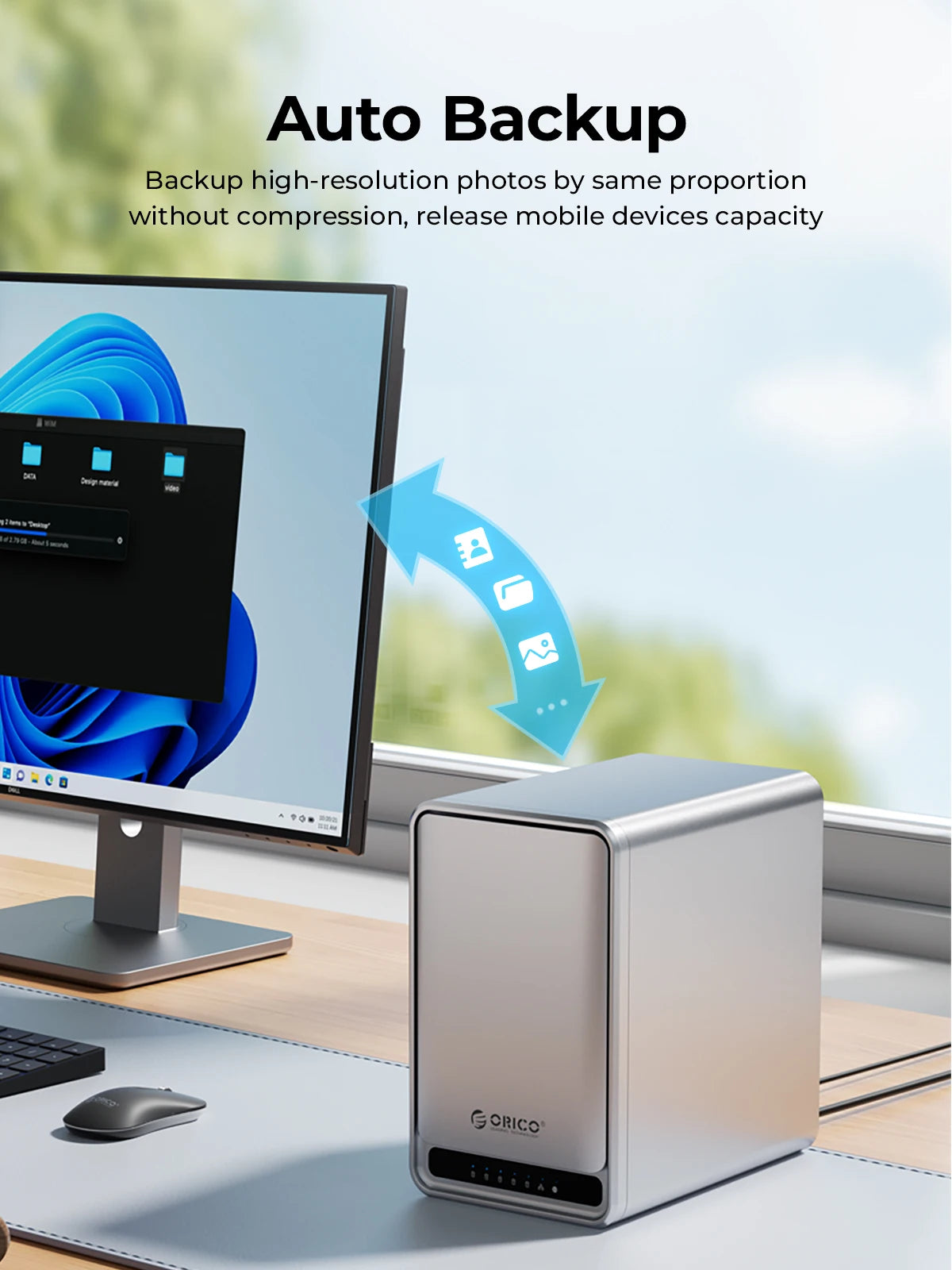 ORICO Personal Network Attached Storage Support Remote Access Share Data Intelligent Classification Automatic Backup 2/5-bay