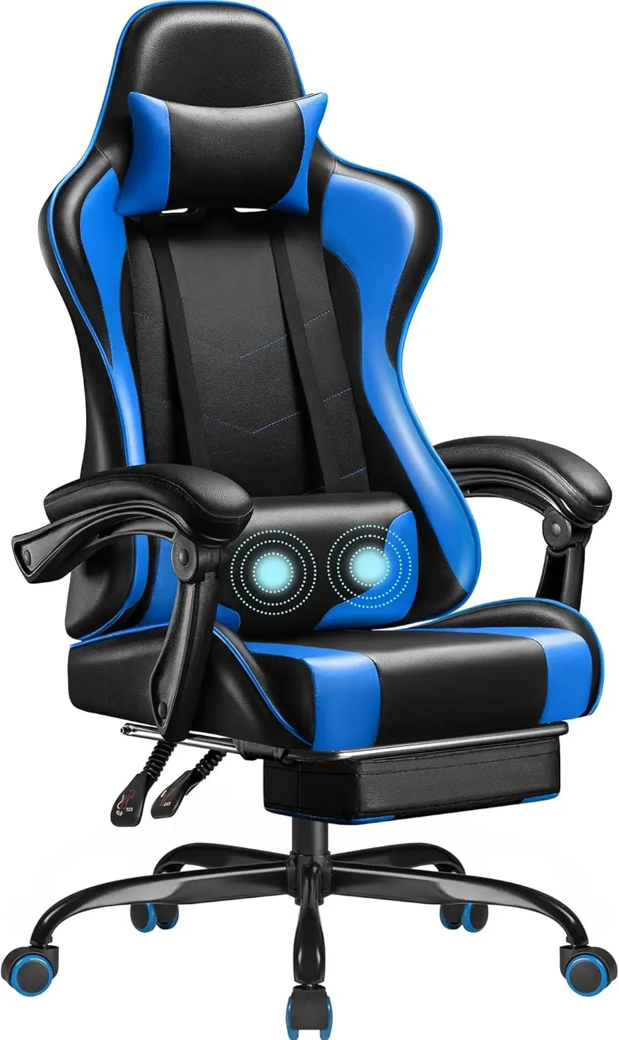 Gaming Chair, Video Game Chair with Footrest and Massage Lumbar Support, Ergonomic Computer Chair Height Adjustable