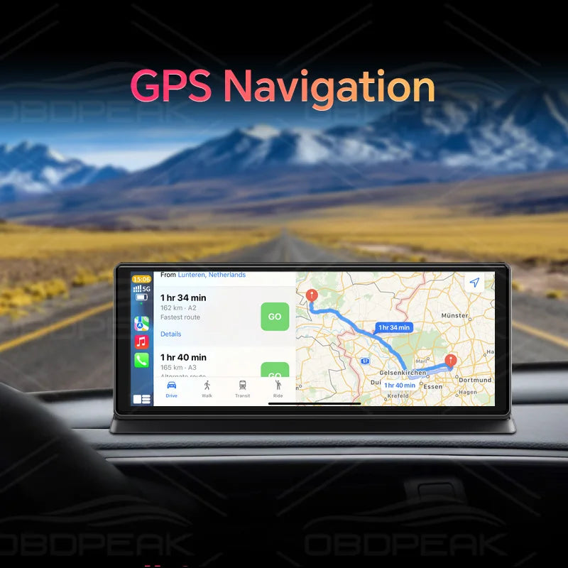 11.3 inch Car DVR 4K Dash Cam Dual Lens Wireless Carplay & Android Auto Video Recorder Monitor GPS Navigation 5G Wifi FM AUX