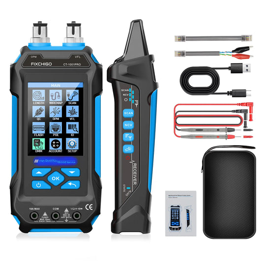 Network Cable Tester with Multimeter 4 in 1 Fiber Optical Power Meter Visual Fault Locator noise-free LAN Line Tracking