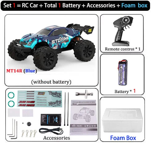 JIUSI PT14R / MT14R 1/14 RC Car 4WD 80KM/H Brushless 2.4G Remote Control Off-Road Drift Truck High Speed Racing Car Toy For Kids