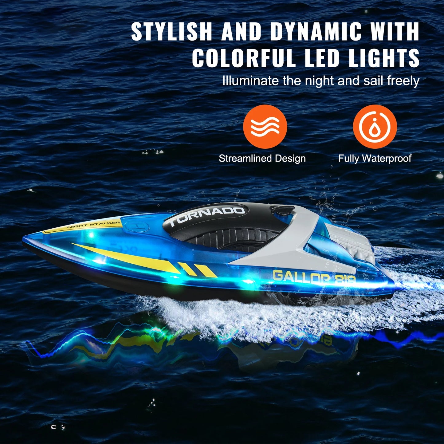 SucceBuy HJ819 RC Boat 2.4GHz 12 km/h High-Speed Remote Control Racing Ship Water Speed Boat Children Model Toy for Kids Adults