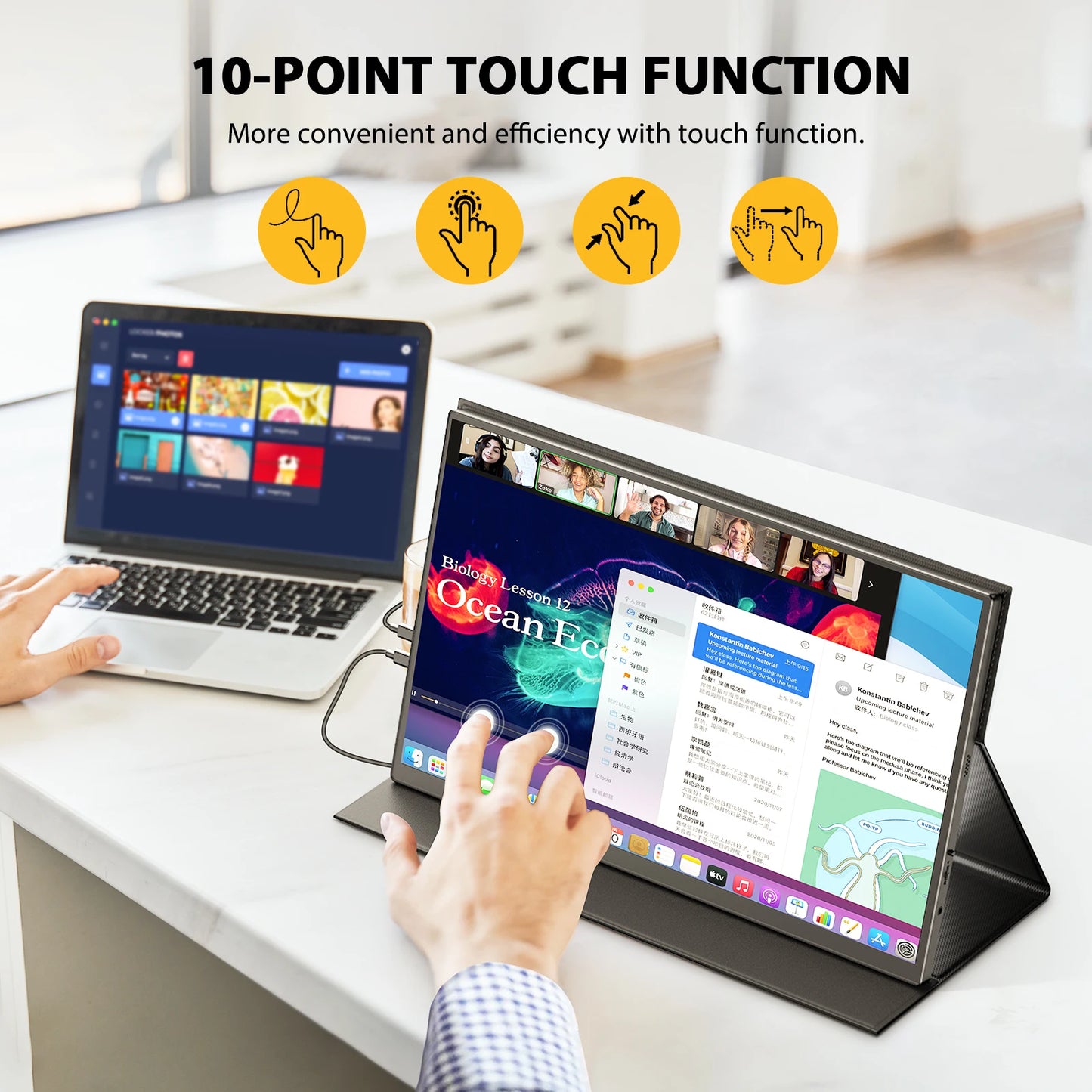 UPERFECT 18.5" TouchScreen Portable Monitor 120Hz FreeSync Gaming Display Extender USB C HDMI for PC Laptop Huawei Mobile Phone