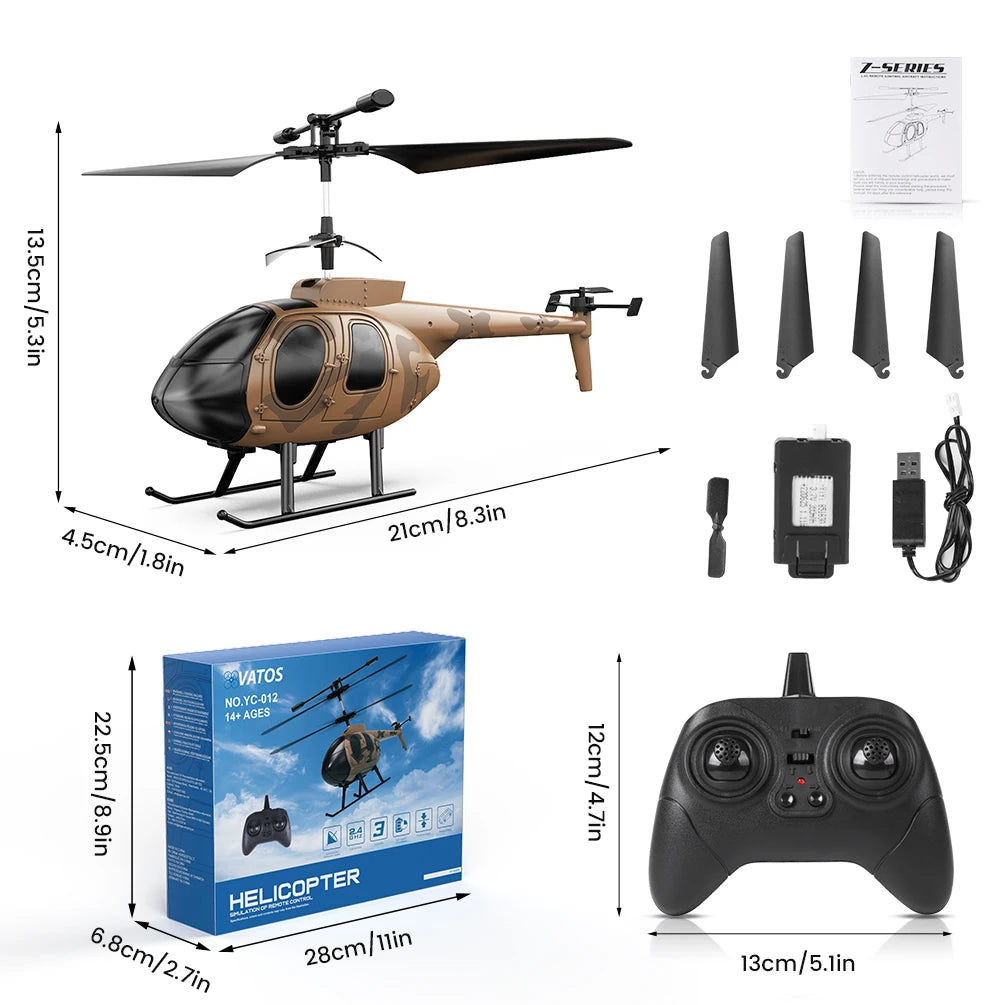 Vatos remote controlled helicopter camouflage 2.4GHz radio indoor RC helicopter toy one click takeoff for boy children adults