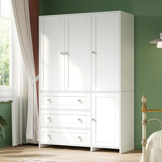 71 Mirrored Armoire with Hanging Rod and Drawers - Large Capacity Clothing Storage Cabinet for Bedroom