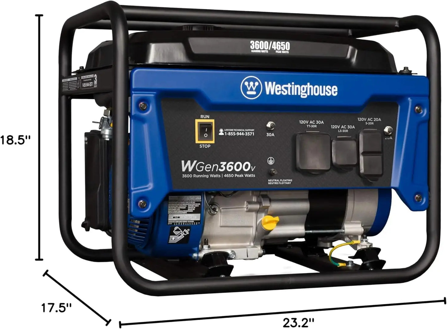Outdoor Power Equipment Watt Portable Generator, Gas Powered, RV Ready 30A Outlet 4650 Peak