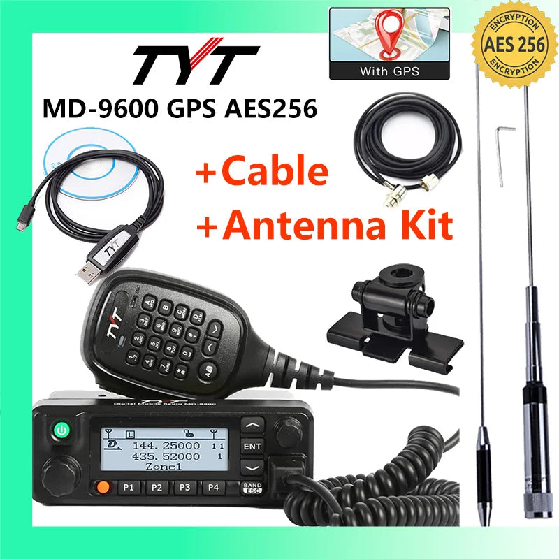 TYT MD-9600 GPS AES256 DMR Digital/Analog Dual Band Mobile Radio 50/45/25W DMR Mobile Transceiver DMR Mobile Walkie Talkie