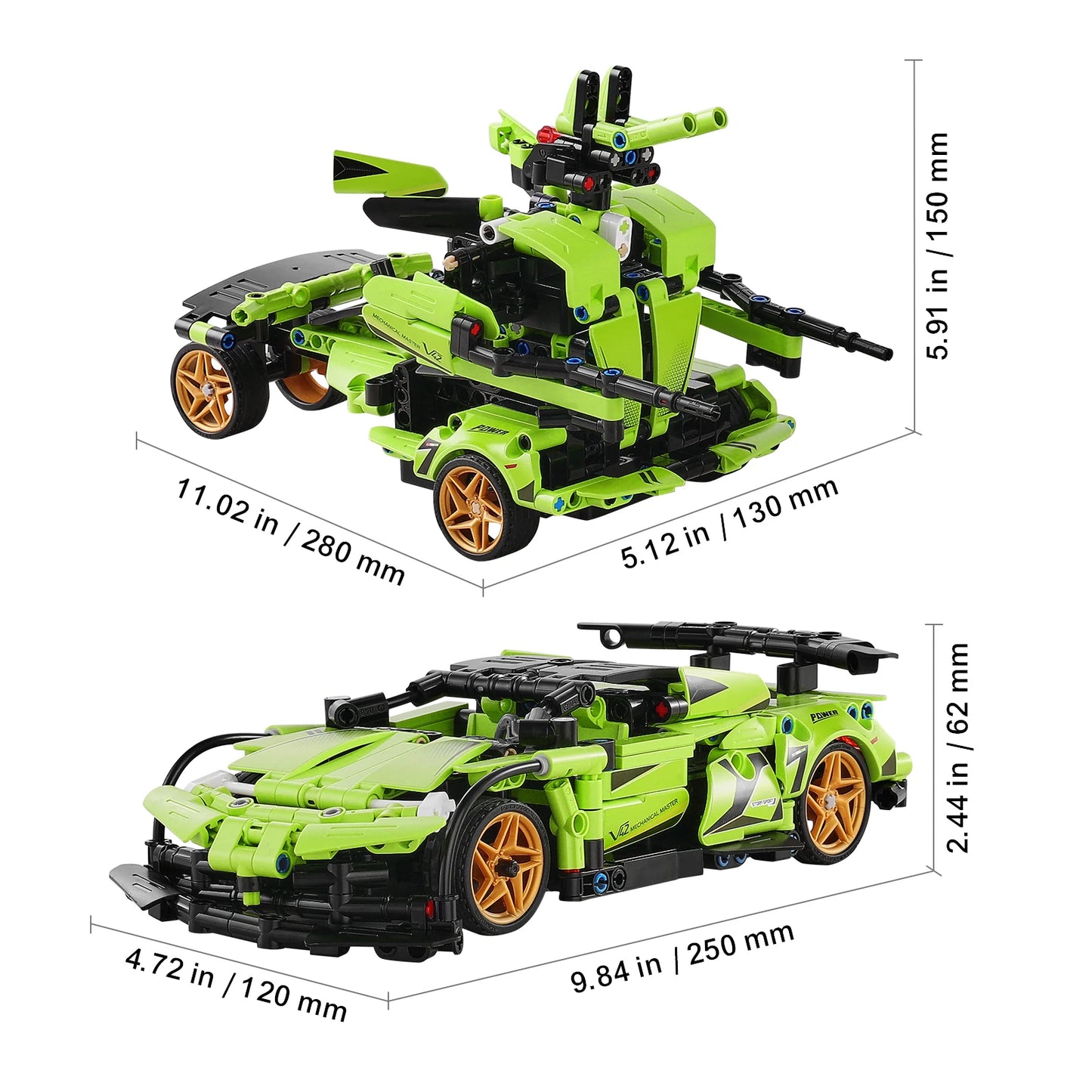 SucceBuy 2-in-1 RC Car/Robot 461pcs Blocks Remote Control STEM DIY Children Building Toys APP Controlled for Boys Birthday Gifts