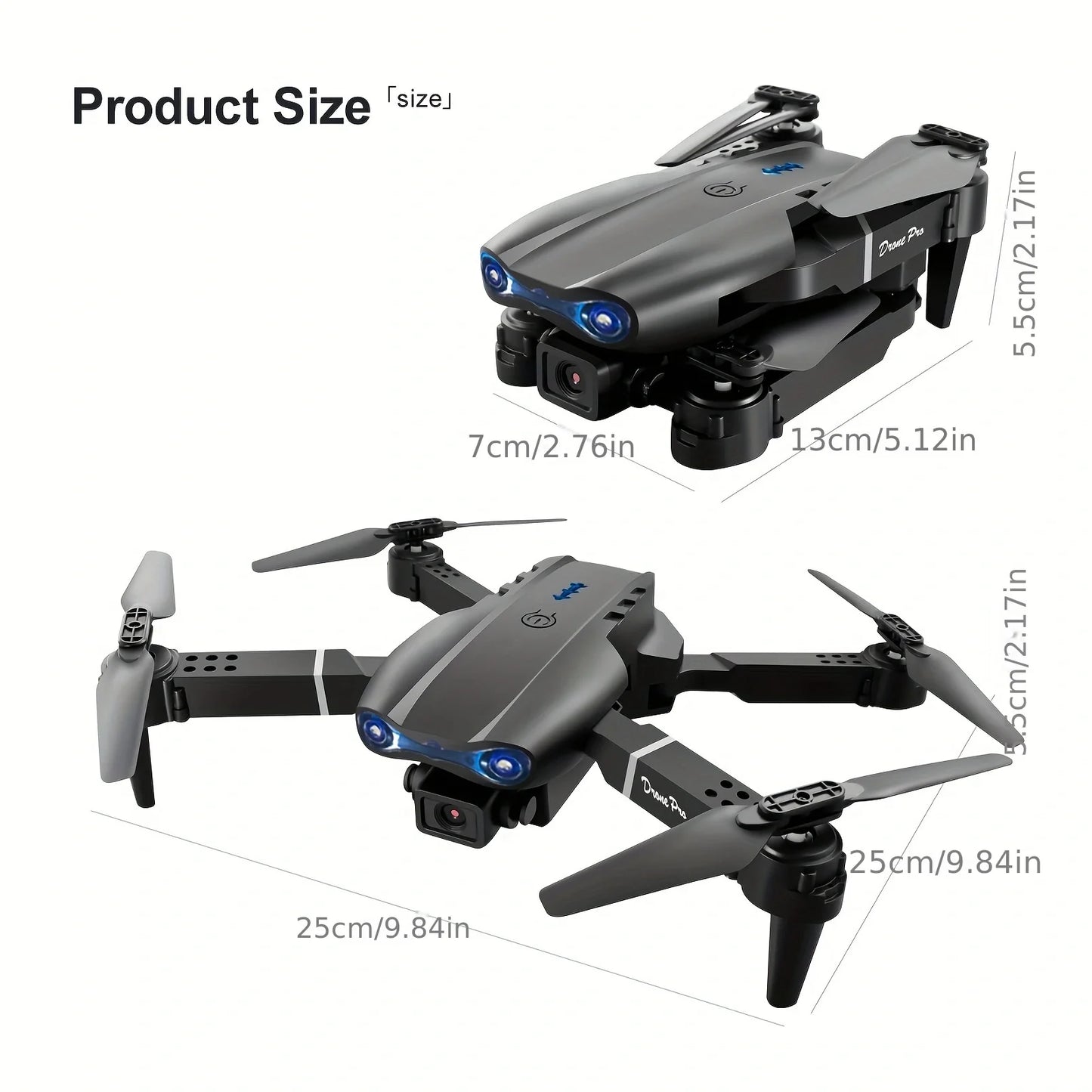 E99 Professional RC Drone, Dual Camera Double Folding RC Quadcopter Height Hold Remote Control Toy, Remote Control Beginner Men'