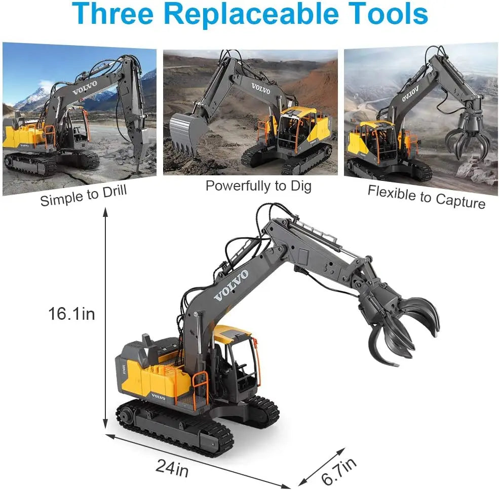 Double E E568 RC Excavator 1/16 17CH Crawler 3in1 Truck Alloy Digger Radio controlled Car Engineering Model Children's Day Gifts