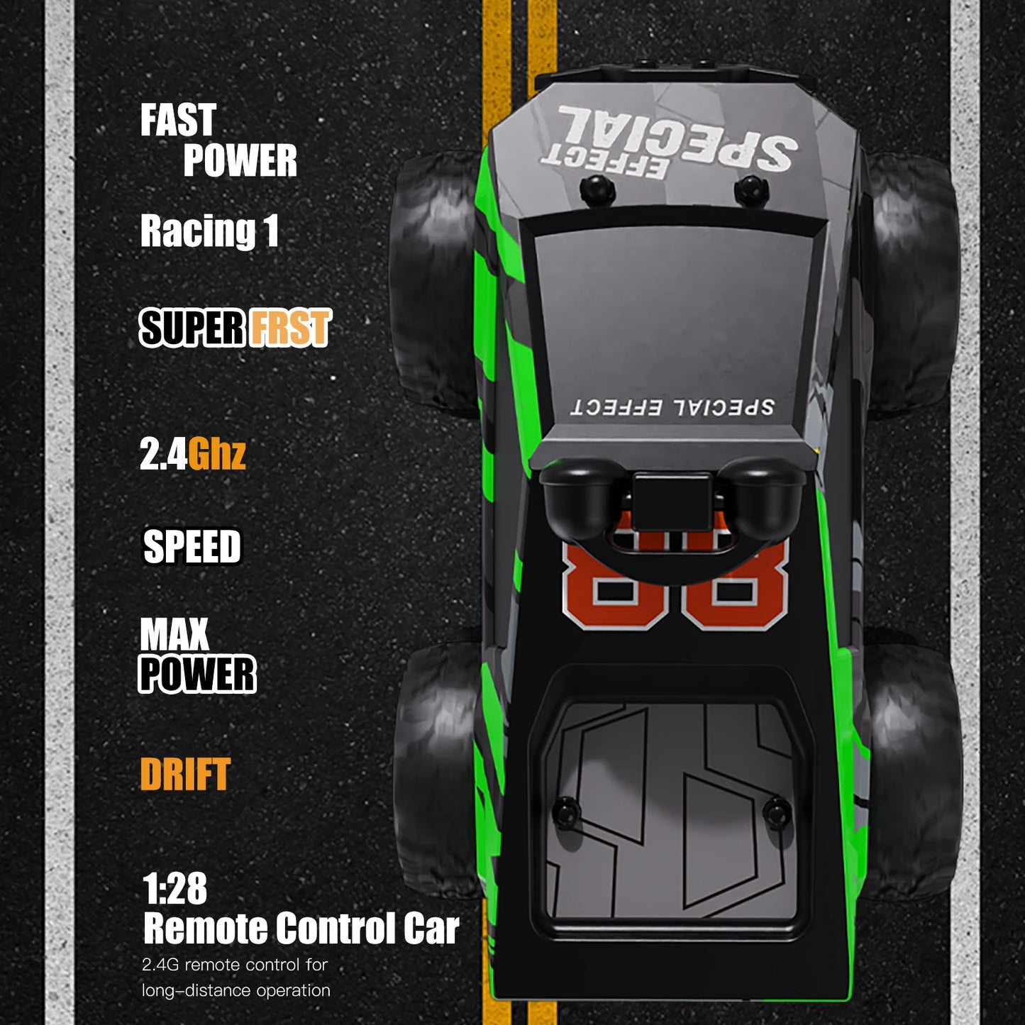 Wickena RC Cars FPV Camera RC Car with LED Lights - High Speed Remote Control Racing Truck for Adults & Kids, 1:28 Scale Hobby G