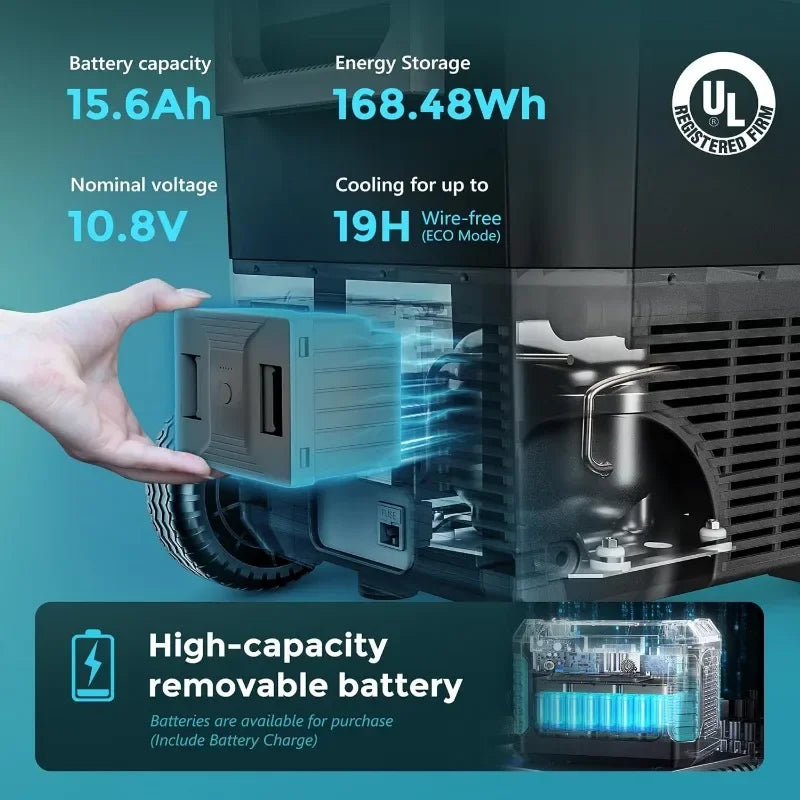 HOME.12 Volt Refrigerator with Ice Maker, 48QT(45L) Electric Cooler Usable Battery Dual Zone, Car Refrigerator APP Control, 12