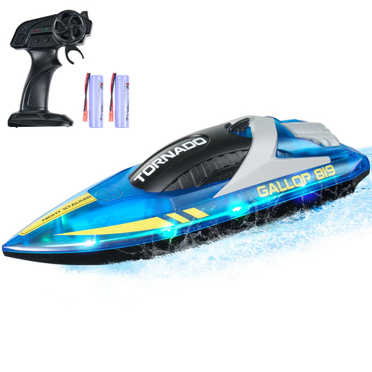 SucceBuy HJ819 RC Boat 2.4GHz 12 km/h High-Speed Remote Control Racing Ship Water Speed Boat Children Model Toy for Kids Adults