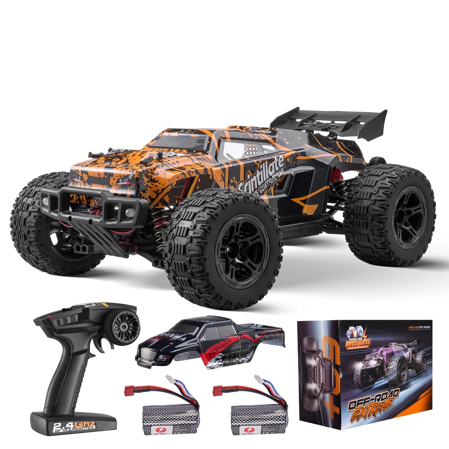 SucceBuy 50 km/h 1:10 RC Car High Speed All Terrain 4WD Off-Road Truck with 45° Wheelie Hobby RC Racing Car Toys Gift for Kids