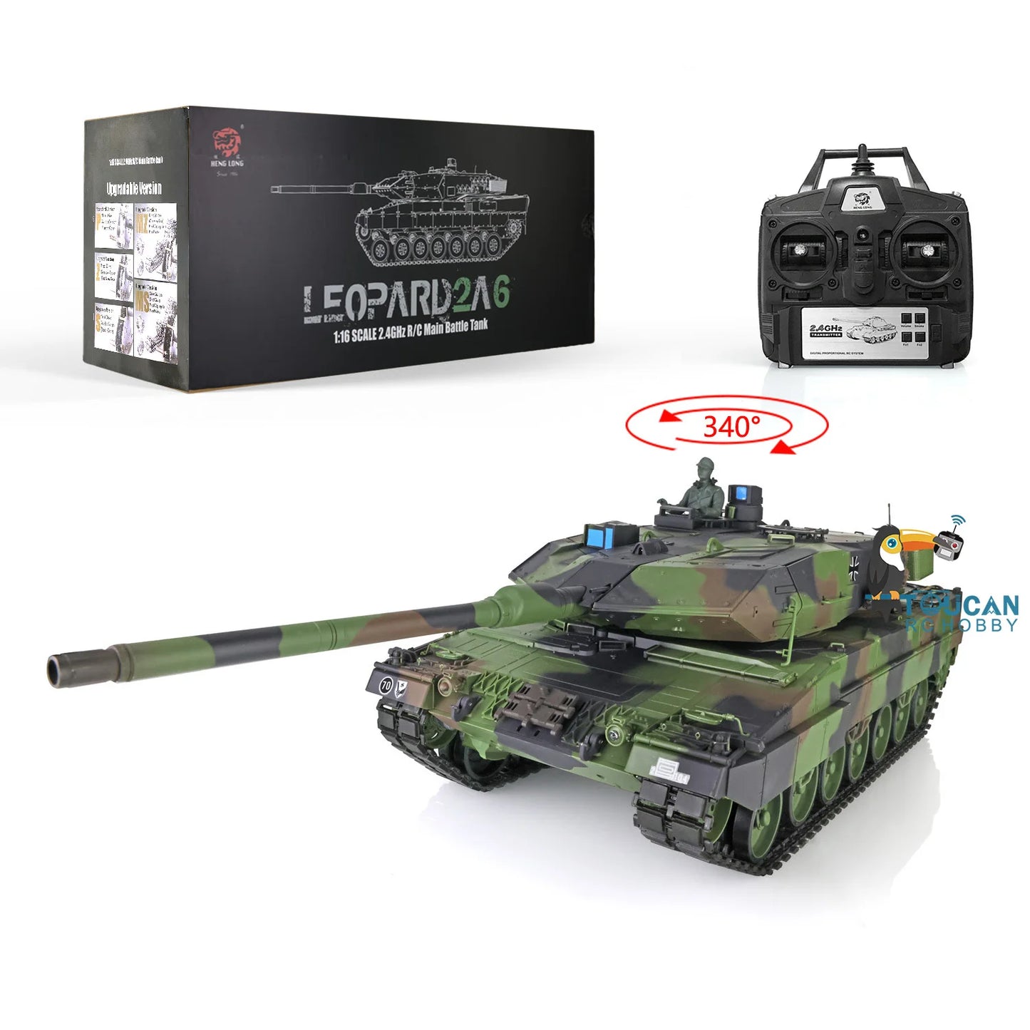 US Stock 1/16 Scale 7.0 Plastic Leopard2A6 Remote Control 2.4Ghz Heng Long RC Tank Model 3889 RTR High Performance for Adults