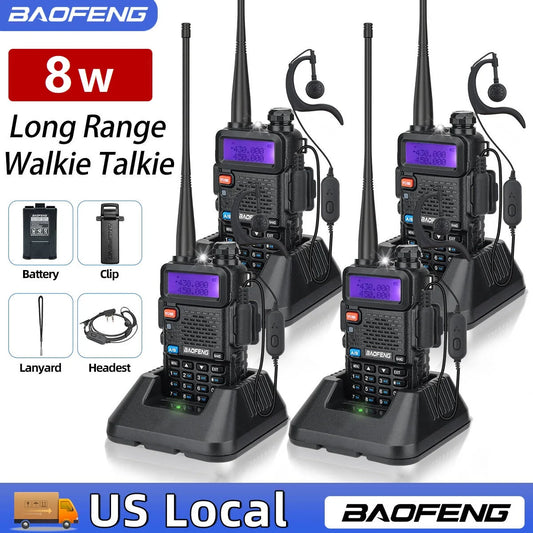 1/2/4 PCS Baofeng UV-5R 8W Walkie Talkie Ham Radio Dual Band VHF UHF Portable FM Amateur 1800mAh UV5R  Two way Radio For Climb